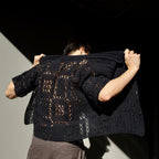 crochet shirt, black, lace