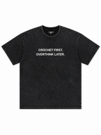 CROCHET FIRST, OVERTHINK LATER Tee in Black Acid